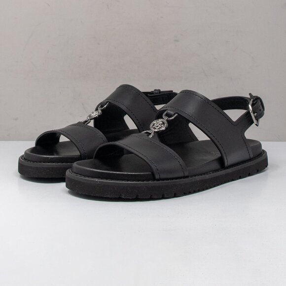 Versace Medusa Black Calf Leather Fisherman Cage Sandals, Men\'s 43 (10 US) main image 9